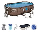 Bestway 56714 Power Steel Deluxe Series Piscine Ovale en Acier Marron 427x 250 x 100 cm