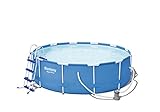 BESTWAY - Piscine ronde tubulaire Ø 3.66x1m - Inclus Pompe filtration - Echelle - Tapis de sol - Couverture
