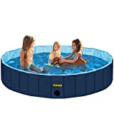 Piscine / baignoire pour l’extérieur - Portable - Pliable - Idéale pour les enfants et les animaux - 160 x 30 cm - Bleu clair et bleu foncé - Taille XL