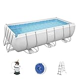Bestway Power Steel Cadre carré avec Filtre à Sable Gris 404 x 201 x 100 cm