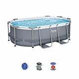 Alice's Garden Kit Piscine Complet BESTWAY – Spinelle Grise – Piscine Ovale Tubulaire 3x2 m, Pompe de Filtration et kit de réparation Inclus