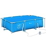 Outsunny Piscine Tubulaire Hors Sol rectangulaire Cadre en métal avec Filtre 292L x 190l x 75H cm Bleu