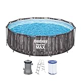 Bestway Steel Pro Max Set de Piscine 3,66 x 1 m, Effet Bois