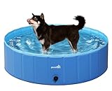 Pecute Piscine pour Chien | L 120x30cm, Baignoire Chien Pliable | Plus Robuste, Piscine Enfant | pour Jardin, Patio ou Salle de Bain, Piscine Animaux | 2021 Mise à Niveau - Résistant à L'usure(Bleu)